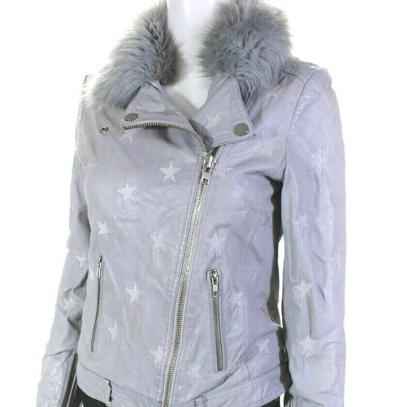 COPY - Samantha Sipos Seeing Stars Lamb Leather Jacket Gray - Picture 4 of 7